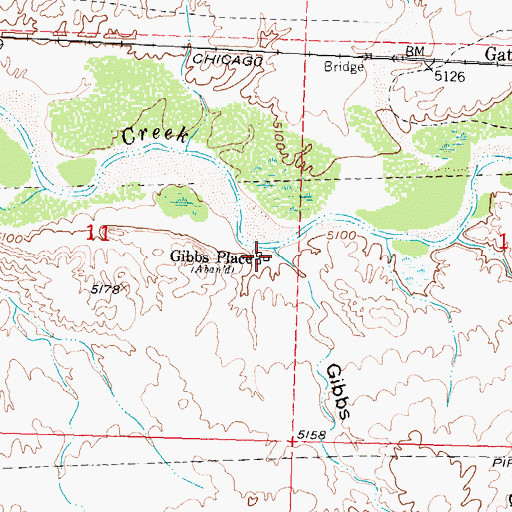 Topographic Map of Gibbs Place (historical), WY