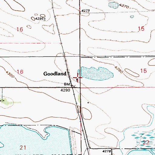 Topographic Map of Goodland, WY