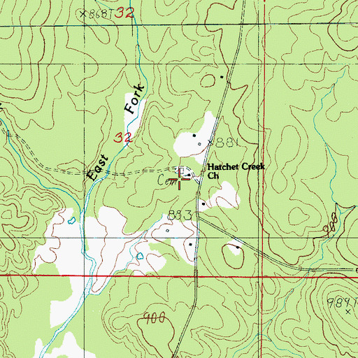 Topographic Map of Hatchett Creek Baptist Church, AL