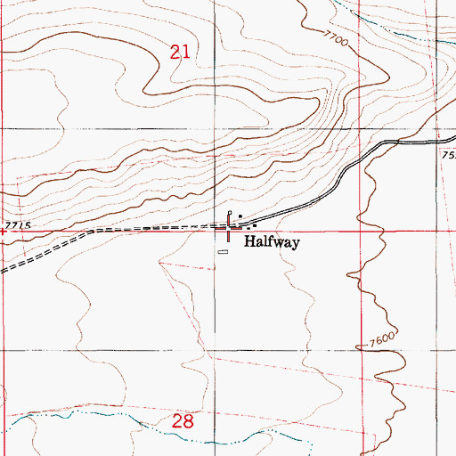 Topographic Map of Halfway, WY