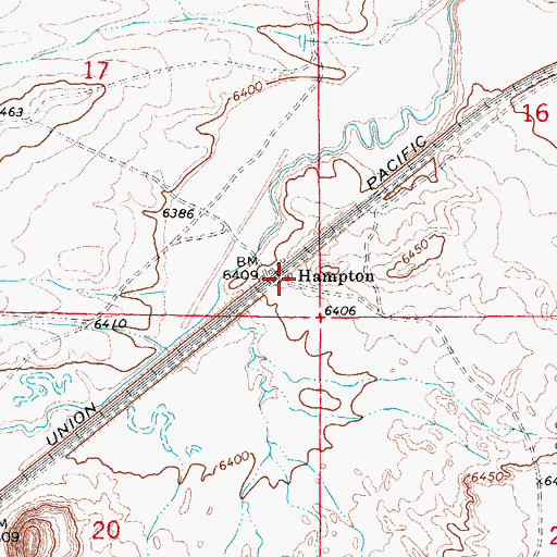 Topographic Map of Hampton, WY