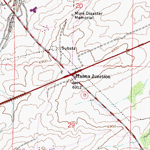 Topographic Map of Hanna Junction, WY