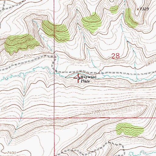 Topographic Map of Hayward Place (historical), WY