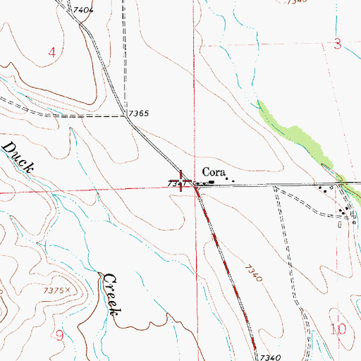 Topographic Map of Cora, WY