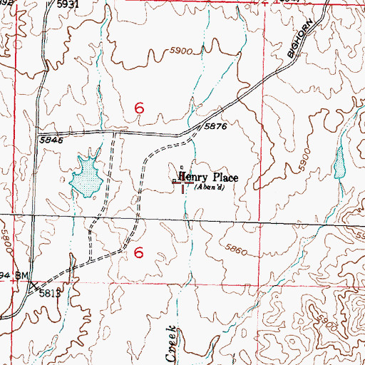 Topographic Map of Henry Place (historical), WY