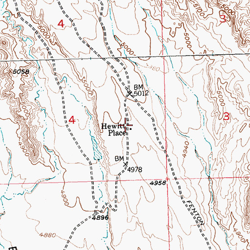 Topographic Map of Hewitt Place, WY