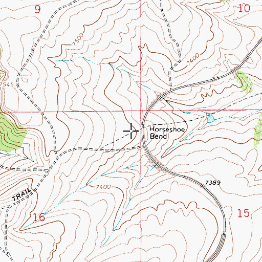Topographic Map of Horseshoe Bend, WY