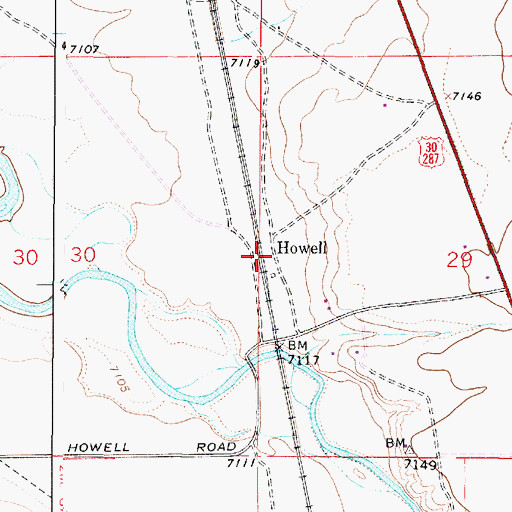 Topographic Map of Howell, WY
