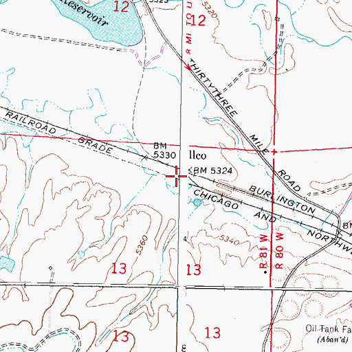 Topographic Map of Illco, WY