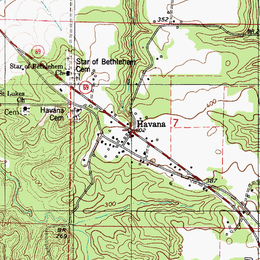 Topographic Map of Havana, AL