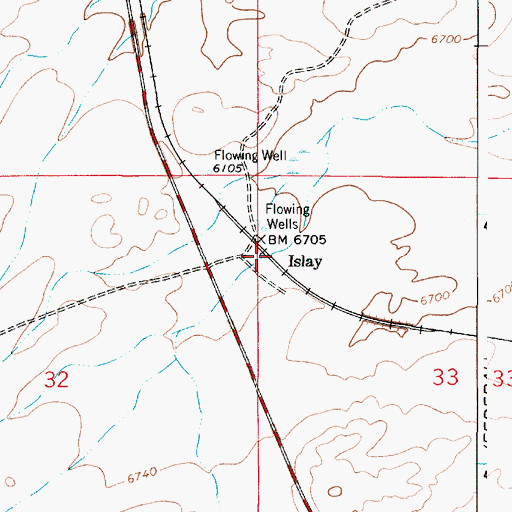 Topographic Map of Islay, WY