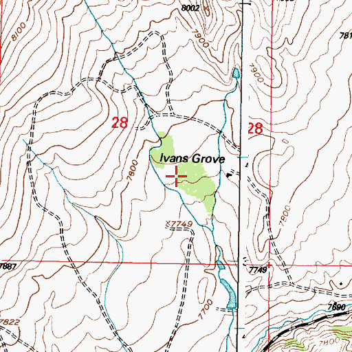 Topographic Map of Ivans Grove (historical), WY
