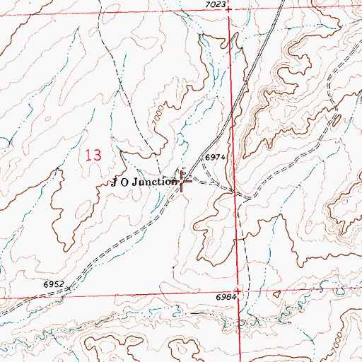 Topographic Map of J O Junction, WY