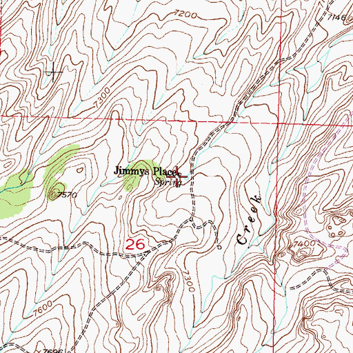 Topographic Map of Jimmys Place (historical), WY