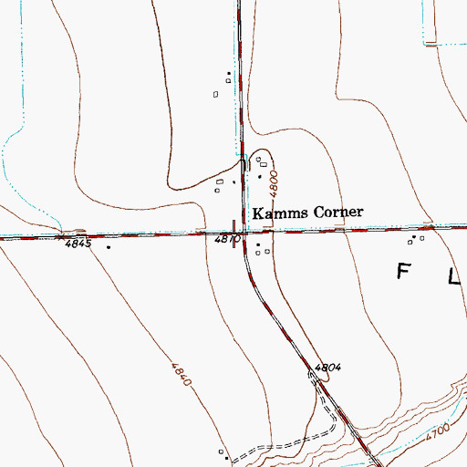 Topographic Map of Kamms Corner, WY