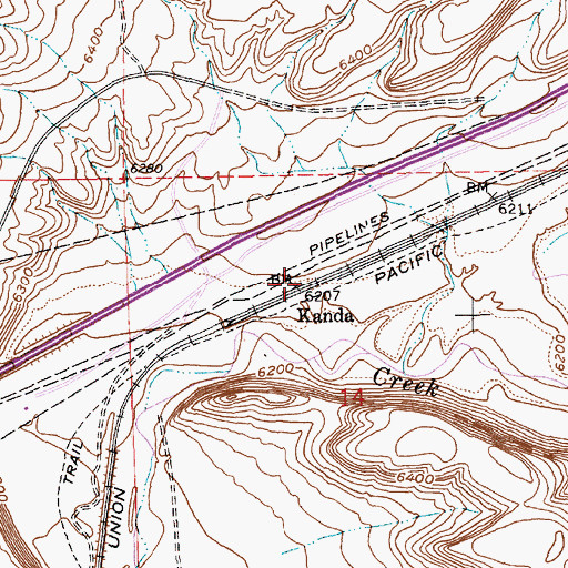 Topographic Map of Kanda, WY