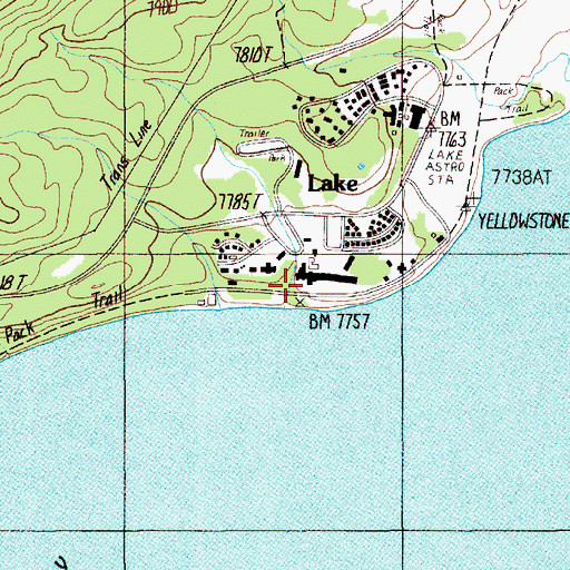 Topographic Map of Lake Hotel, WY