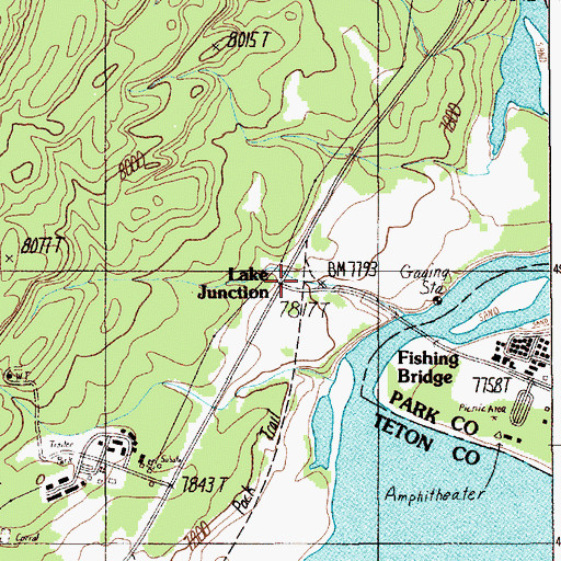 Topographic Map of Lake Junction, WY