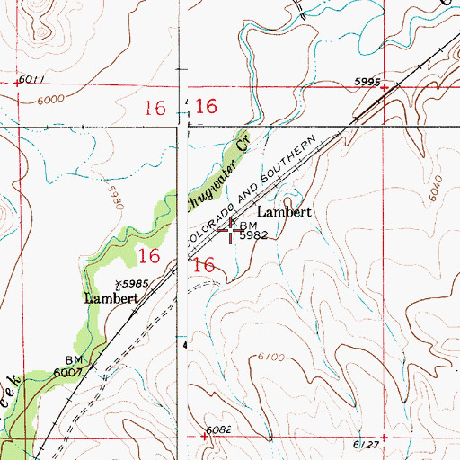 Topographic Map of Lambert, WY