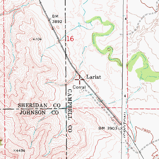 Topographic Map of Lariat, WY
