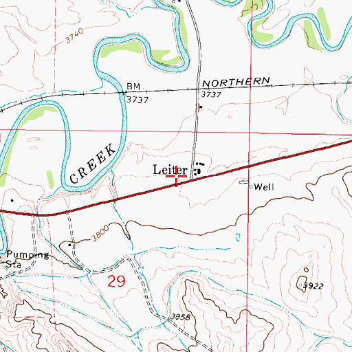 Topographic Map of Leiter, WY