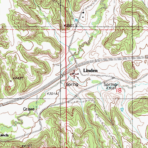 Topographic Map of Linden, WY