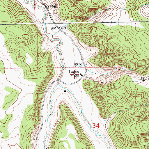 Topographic Map of Logan Place, WY