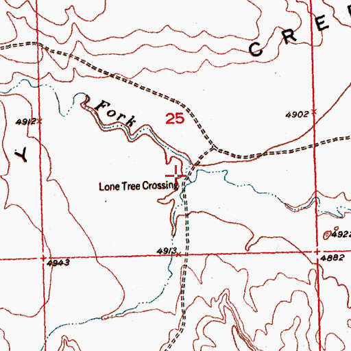 Topographic Map of Lone Tree Crossing, WY