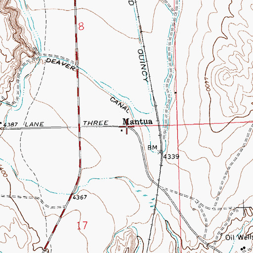 Topographic Map of Mantua, WY