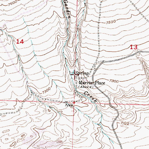 Topographic Map of Marvin Place (historical), WY