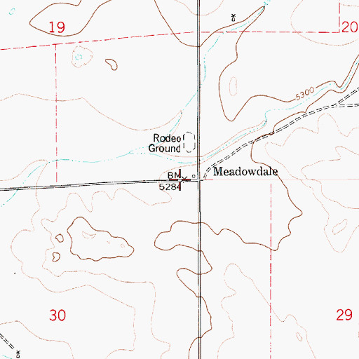 Topographic Map of Meadowdale, WY