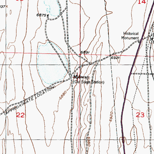 Topographic Map of Midway (historical), WY
