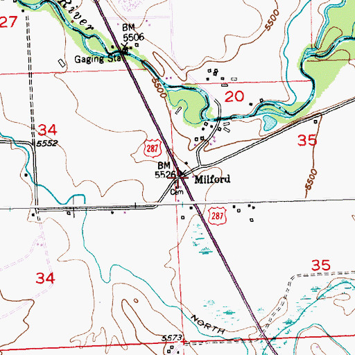 Topographic Map of Milford, WY