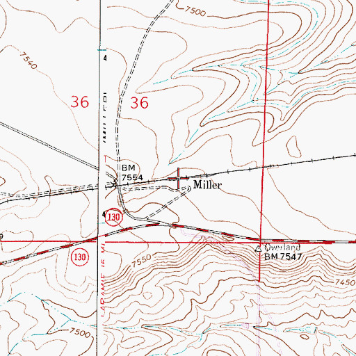 Topographic Map of Miller, WY