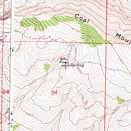 Topographic Map of Mills Place, WY