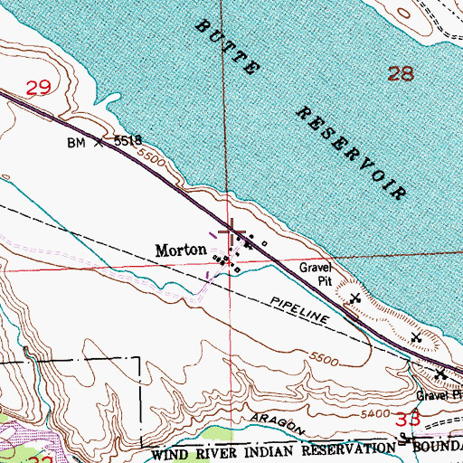 Topographic Map of Morton, WY