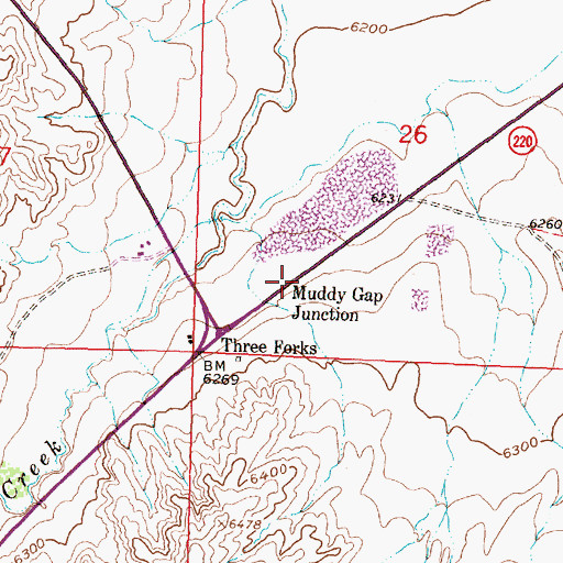 Topographic Map of Muddy Gap Junction, WY