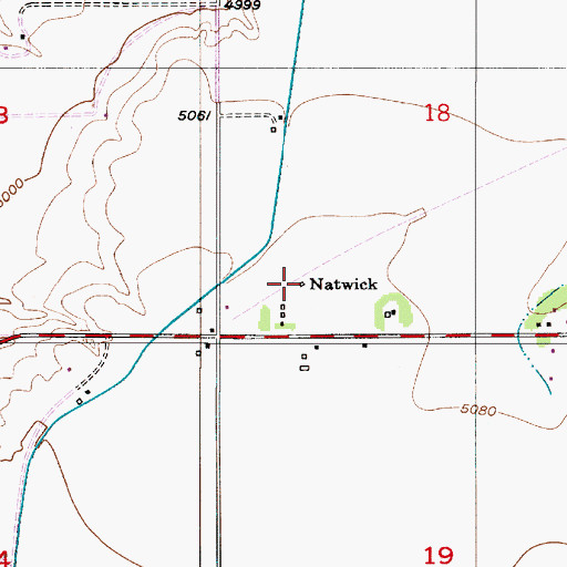 Topographic Map of Natwick, WY