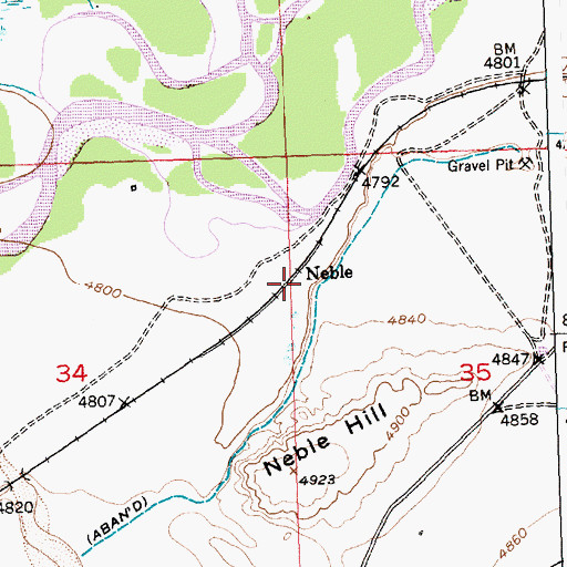 Topographic Map of Neble, WY