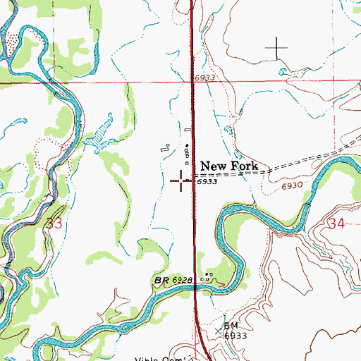 Topographic Map of New Fork, WY