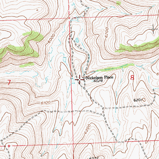 Topographic Map of Nickelson Place, WY