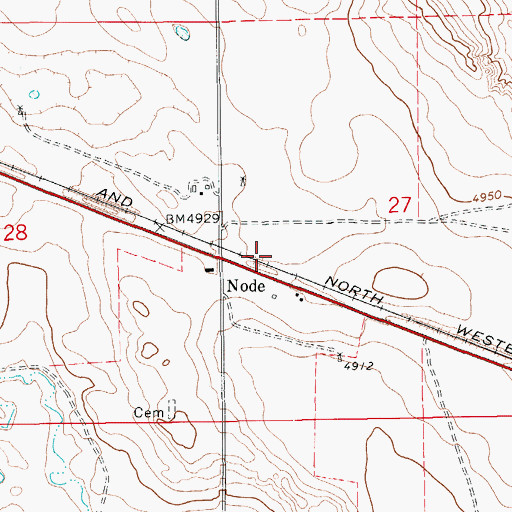 Topographic Map of Node, WY
