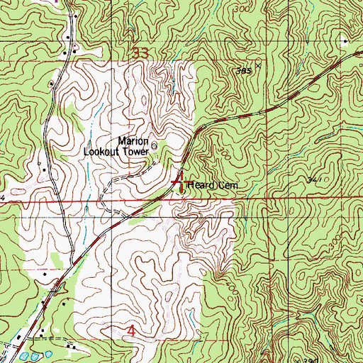 Topographic Map of Heard Cemetery, AL