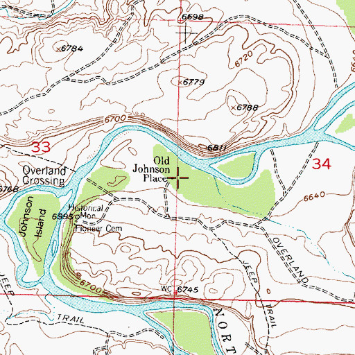 Topographic Map of Old Johnson Place, WY