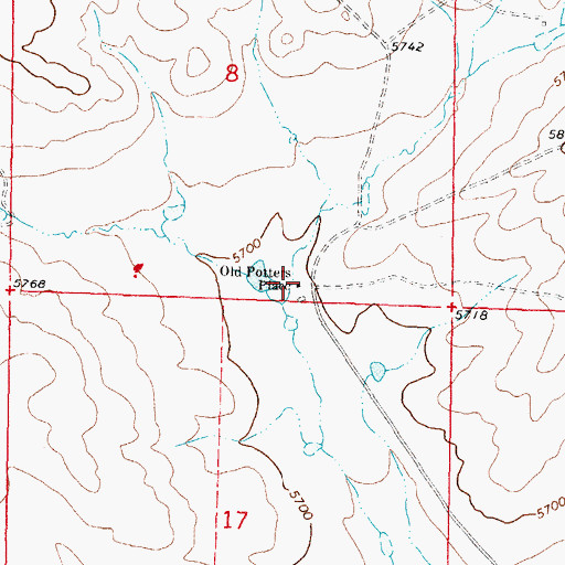 Topographic Map of Old Potters Place, WY