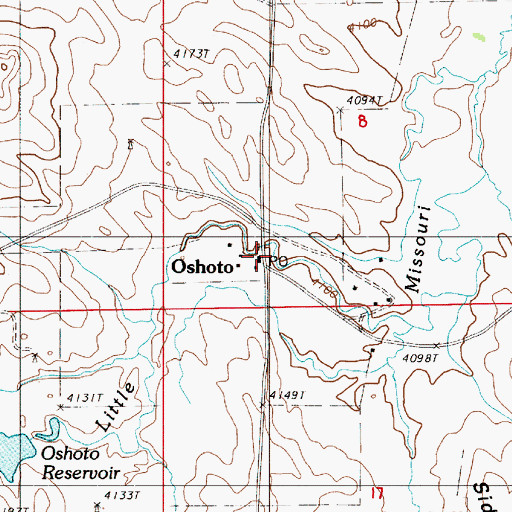 Topographic Map of Oshoto, WY