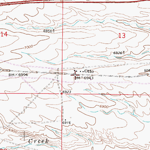 Topographic Map of Otto, WY