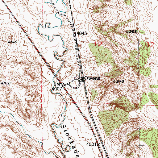 Topographic Map of Owens, WY