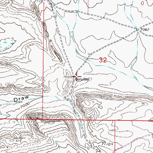 Topographic Map of Paradise, WY