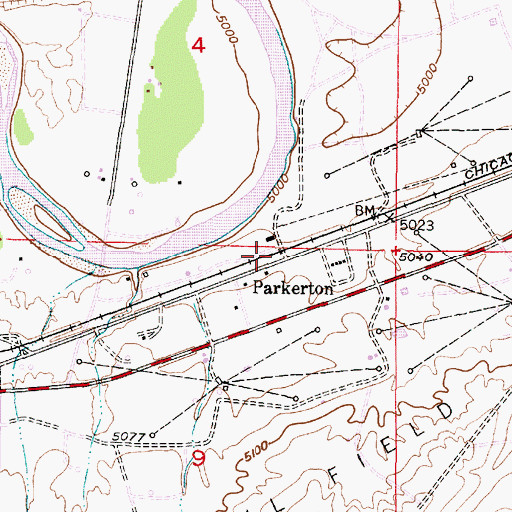 Topographic Map of Parkerton, WY